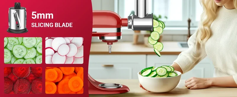Accessoire Râpe et Trancheuse pour Robot KitchenAid — 4 Lames Inox