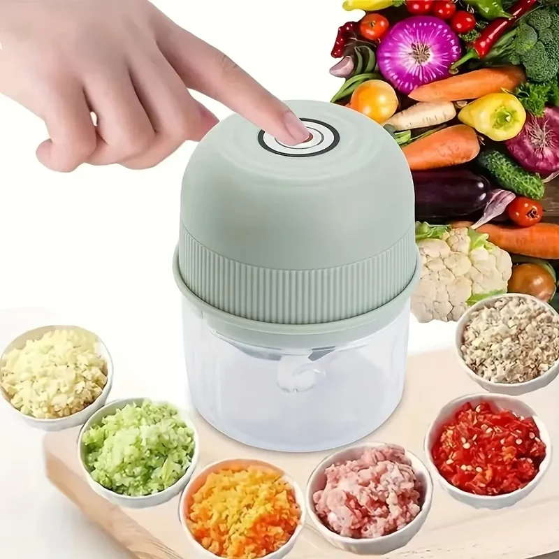 Mini Hachoir Électrique Sans Fil 260 ml — Ail, Légumes, Viande