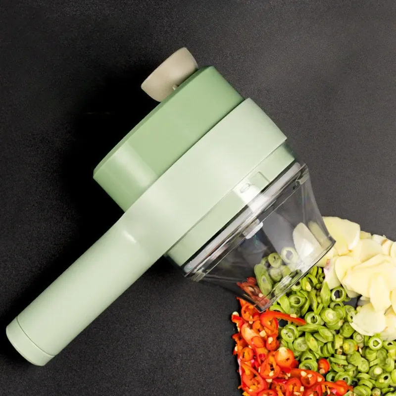 Mini Hachoir Électrique Sans Fil 4-en-1 — Ail, Légumes, Viande — Rechargeable USB
