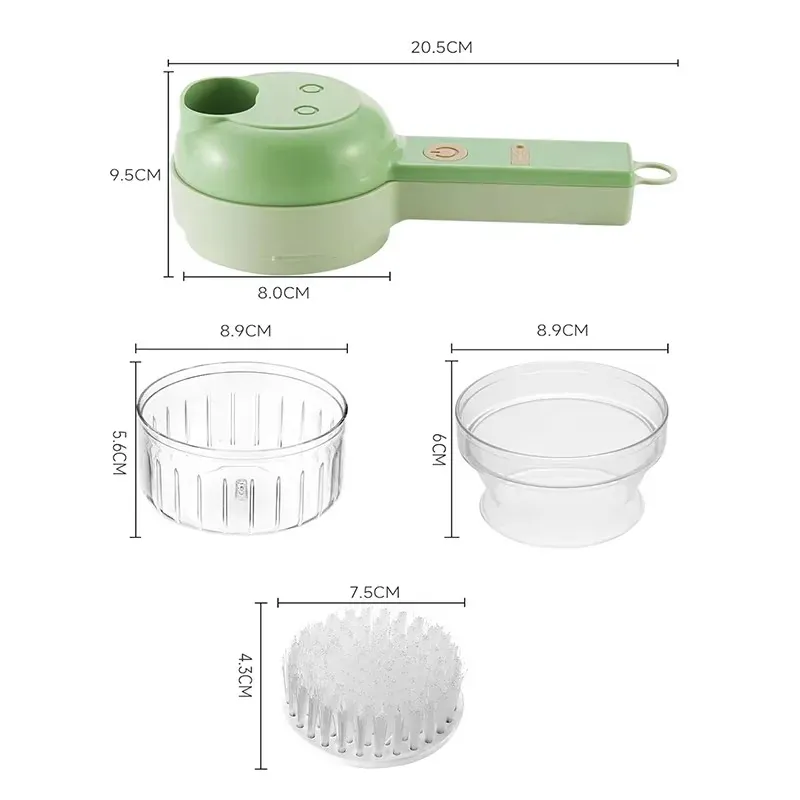 Mini Hachoir Électrique Sans Fil 4-en-1 — Ail, Légumes, Viande — Rechargeable USB