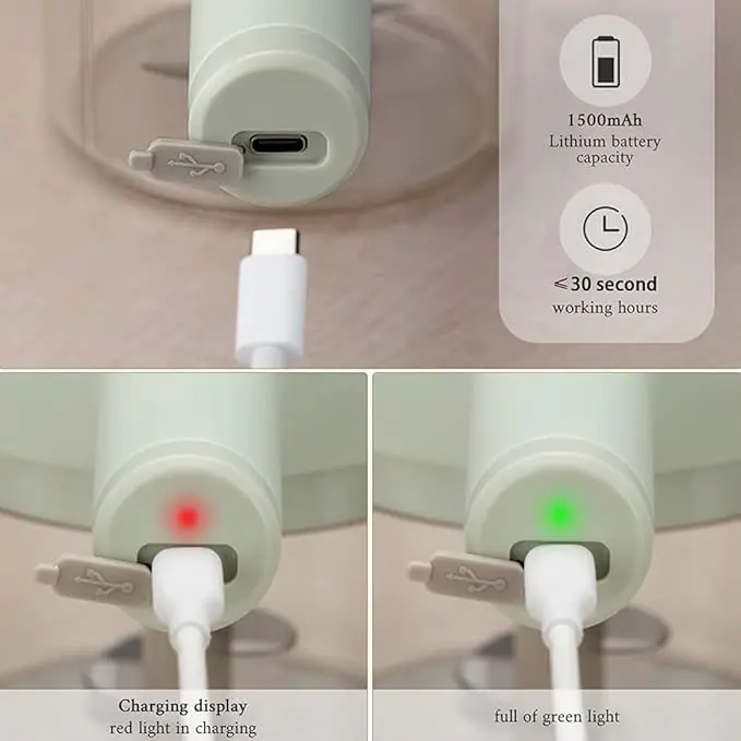 Mini Hachoir Électrique Sans Fil 4-en-1 — Ail, Légumes, Viande — Rechargeable USB