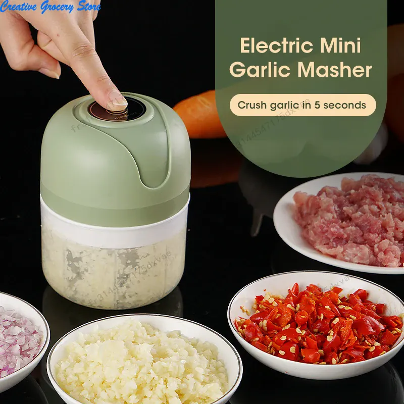 Mini Hachoir Électrique Sans Fil 250 ml — Rechargeable USB, Lame Inox 3 Feuilles