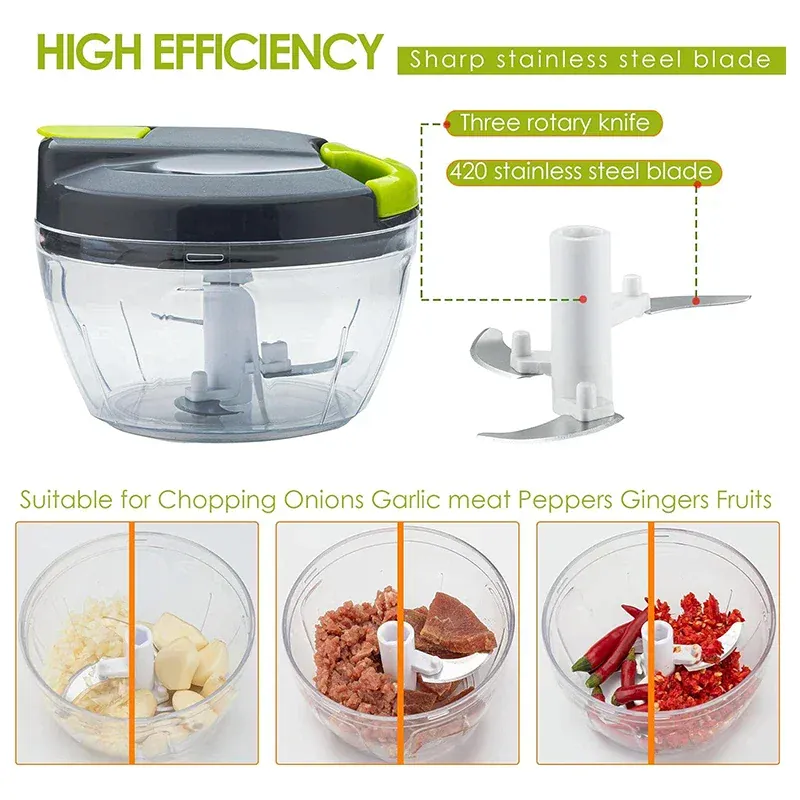 Hachoir Manuel 520ml 900ml | Couper Légumes et Ail Portable