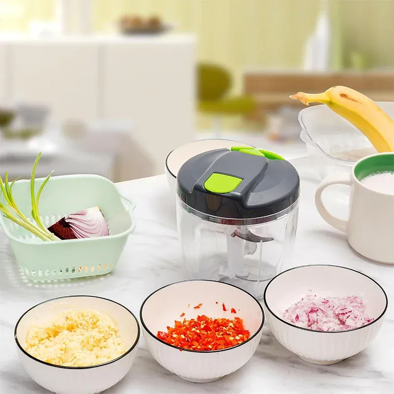 Hachoir Manuel 520ml 900ml | Couper Légumes et Ail Portable