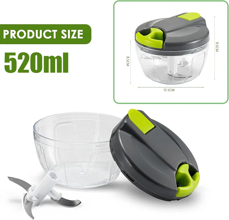Hachoir Manuel 520ml 900ml | Couper Légumes et Ail Portable