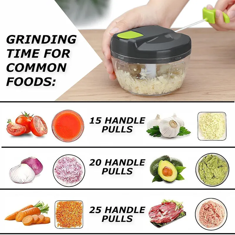 Hachoir Manuel 520ml 900ml | Couper Légumes et Ail Portable