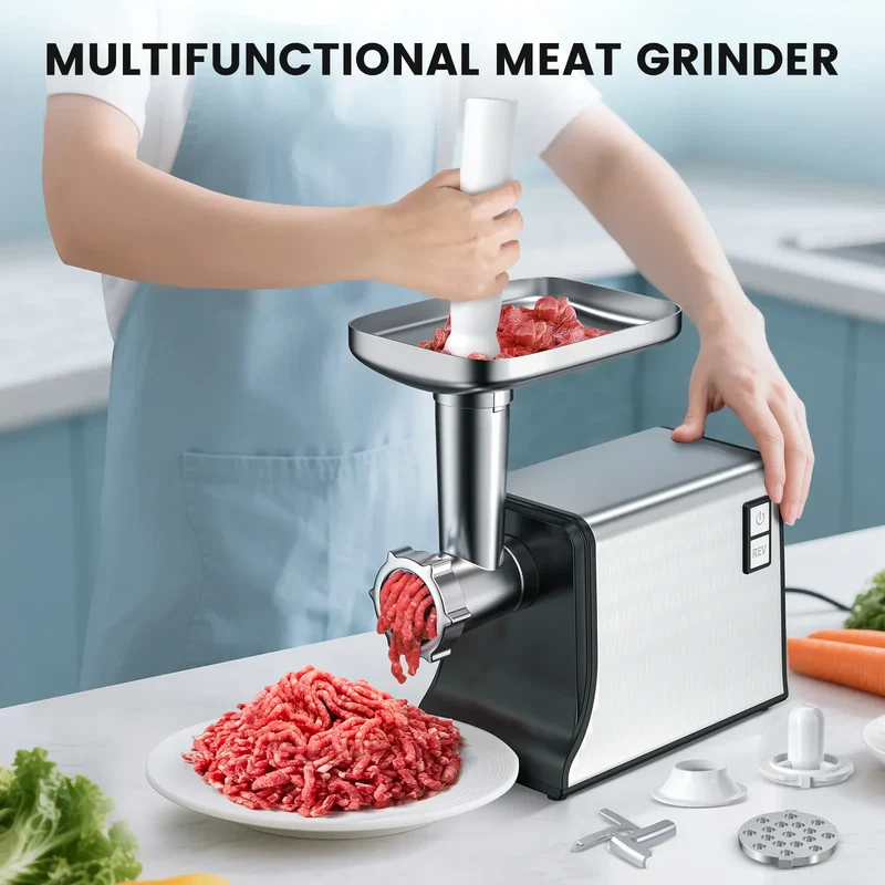 Hachoir Électrique Multifonction 3000W — 3 Lames, 3 Plaques, Saucisses & Kubbe