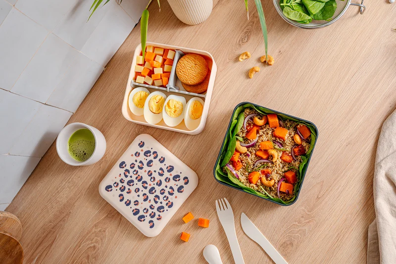 Lunch box compartimentée Monbento Flex 1L Graphic léopard avec couverts