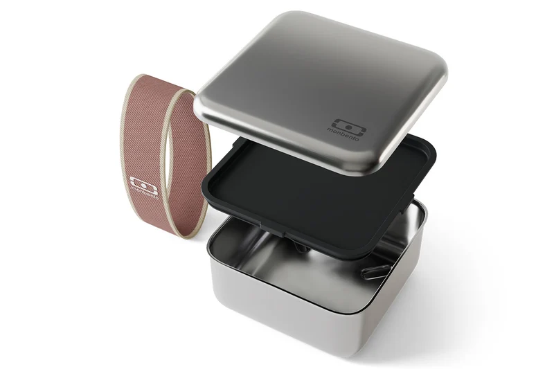 Lunch box en inox Monbento Sense L rose moka 1L pour micro-ondes
