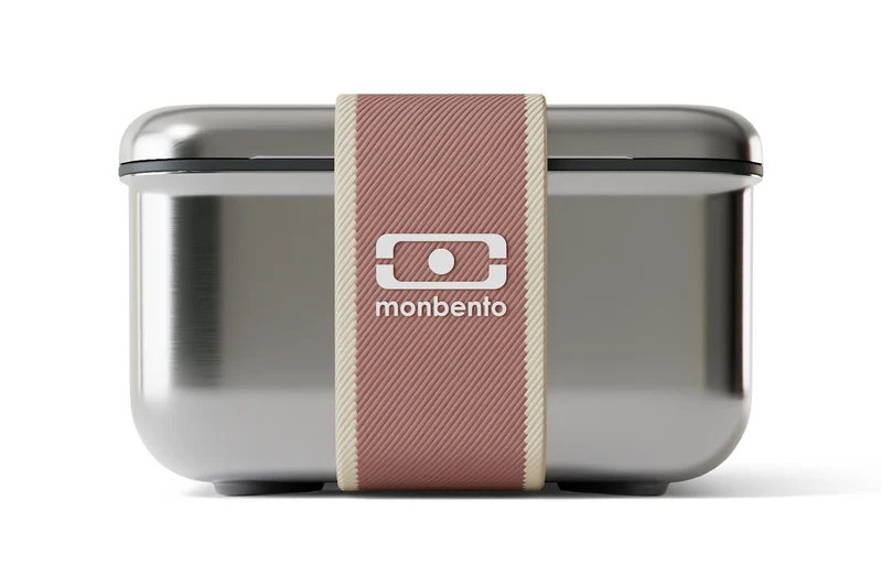Lunch box en inox Monbento Sense L rose moka 1L pour micro-ondes