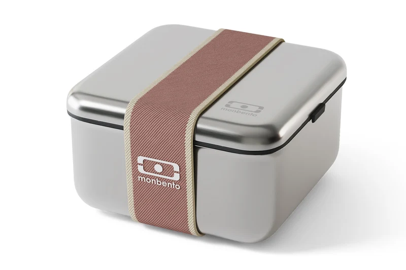 Lunch box en inox Monbento Sense L rose moka 1L pour micro-ondes