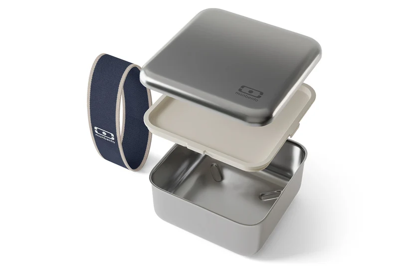 Lunch box en inox Monbento Sense L bleu 1L pour micro-ondes