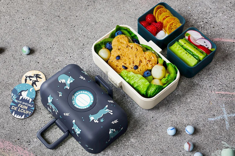 Lunch box pour enfant Monbento Tresor loup bleu