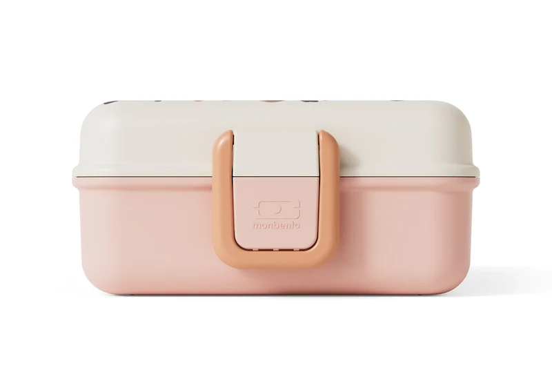 Boîte à sandwich enfant Monbento Snacky avec couverts rose léopard