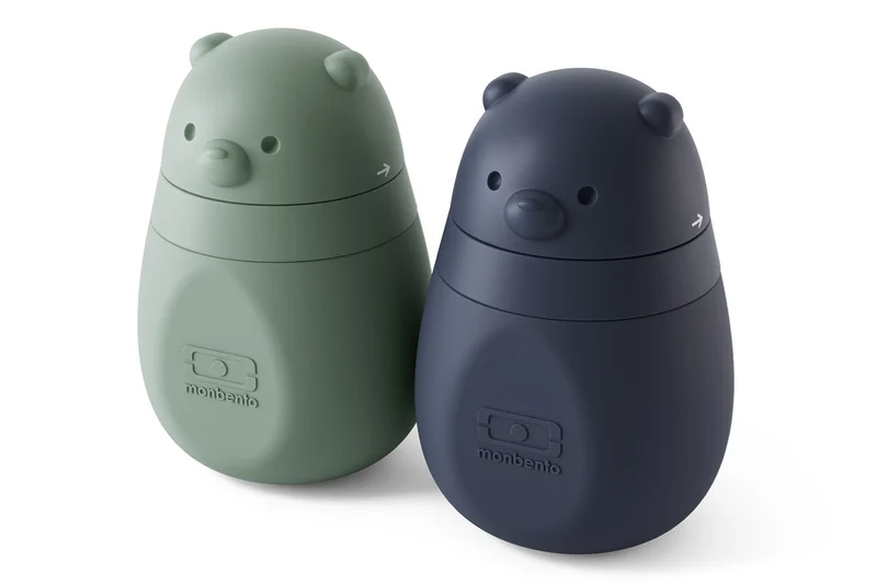Set 2 gourdes à compote Monbento Yummy réutilisables pour bébés et enfants vert & bleu