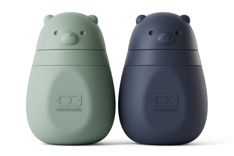 Set 2 gourdes à compote Monbento Yummy réutilisables pour bébés et enfants vert & bleu