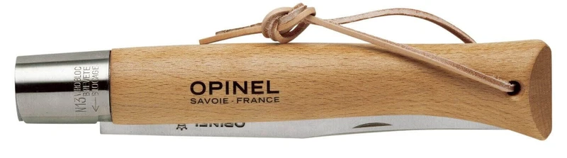 L'Opinel Géant n°13 lame 22cm virole tournante manche hêtre + lacet cuir