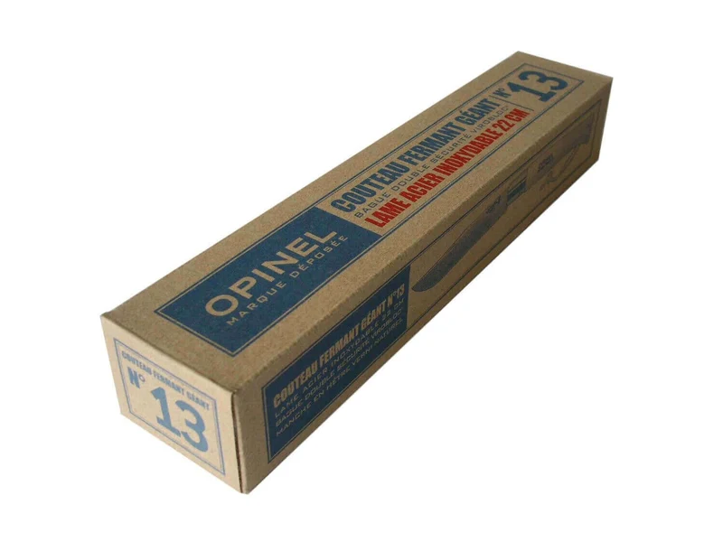 L'Opinel Géant n°13 lame 22cm virole tournante manche hêtre + lacet cuir
