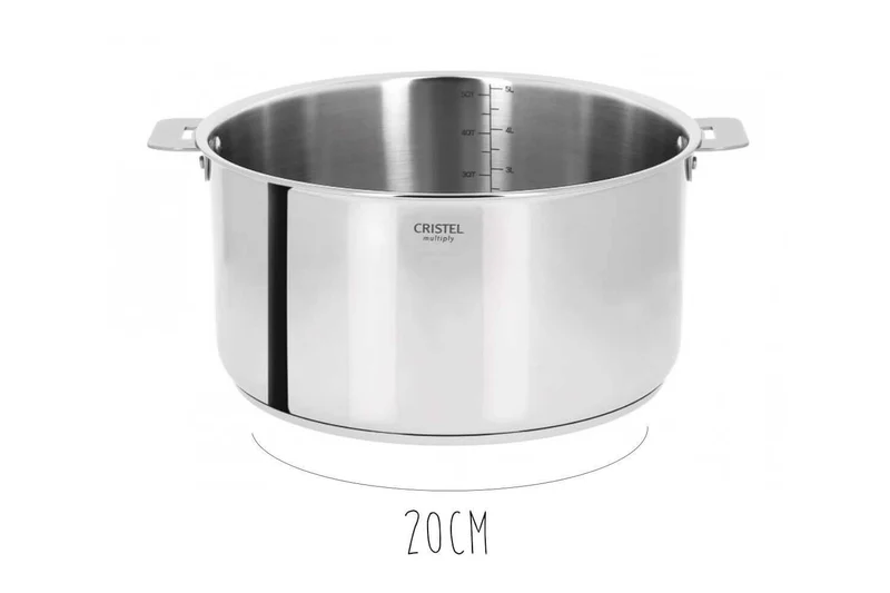 Set de 3 casseroles Cristel Casteline Amovible en inox 16 à 20cm - Poignée incluse