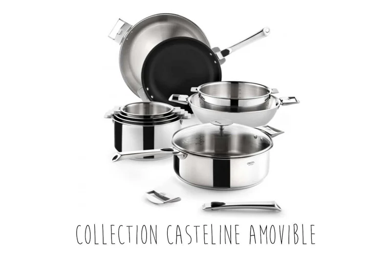 Set de 3 casseroles Cristel Casteline Amovible en inox 16 à 20cm - Poignée incluse