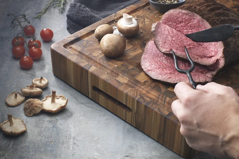 Billot de cuisine TeakHaus en teck avec rigole 52x36x6,4cm