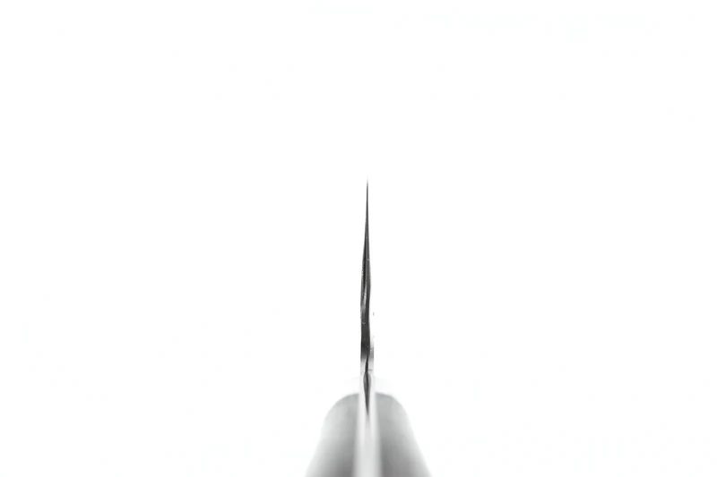Couteau santoku 17cm japonais artisanal Nigara Hamono Black Tsuchime SG2 manche bois de fer