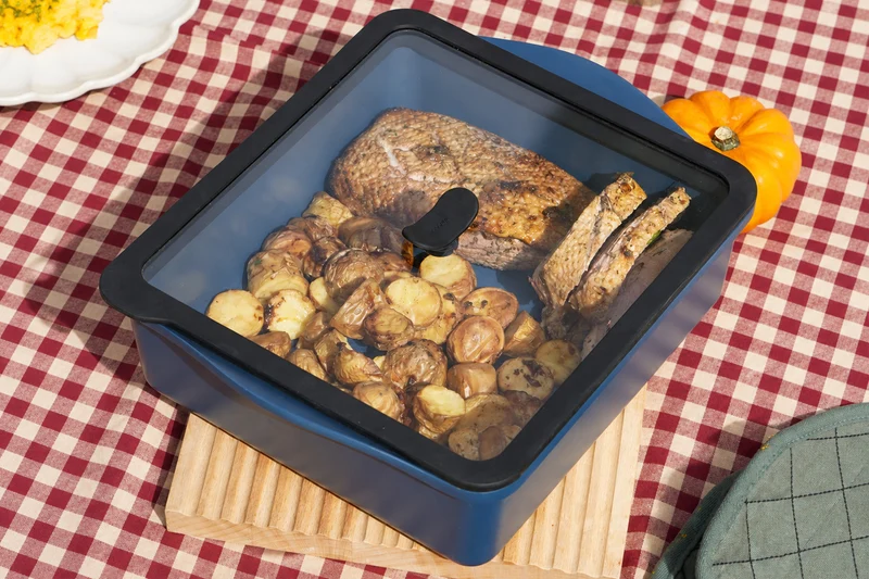 Couvercle de conservation Cookut pour plat à four ajustable en verre et silicone