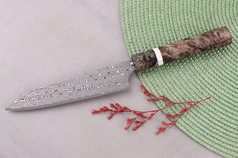 Couteau universel 14cm japonais artisanal Nigara Hamono Anmon Damascus SG2