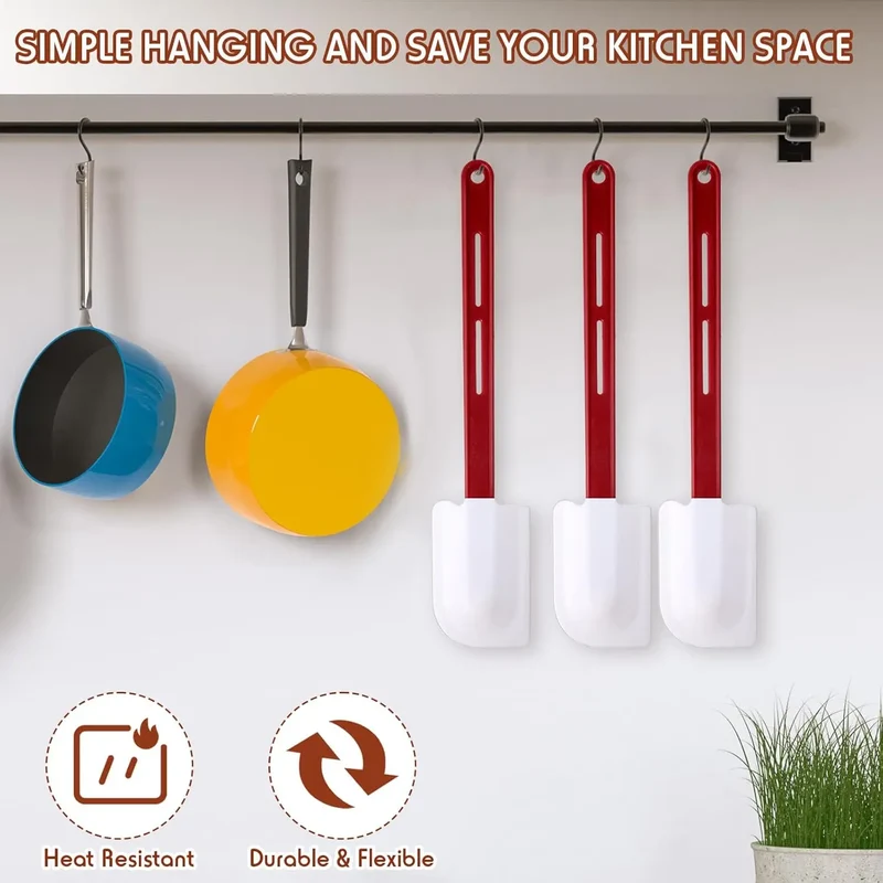 Set Spatules Silicone 3 pièces Résistantes à la Chaleur pour Baking