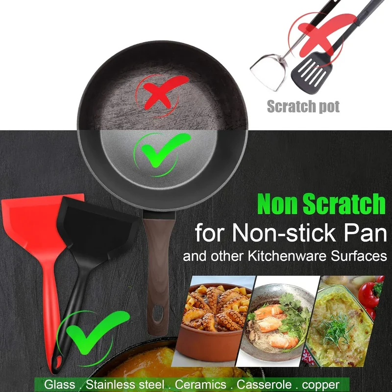 Spatule Silicone Large Flexible | 2 Pièces Résistante à la Chaleur
