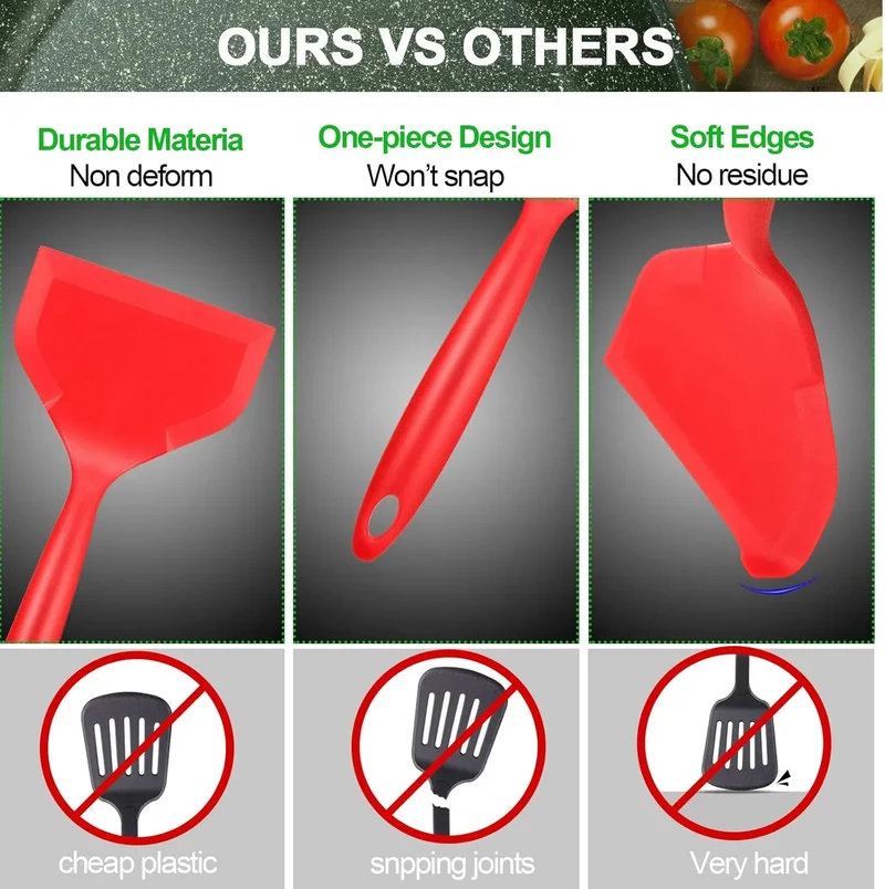 Spatule Silicone Large Flexible | 2 Pièces Résistante à la Chaleur