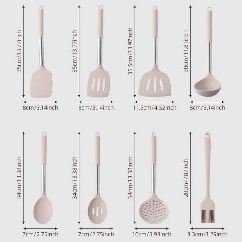 Set Ustensiles Silicone 43 pièces Résistants à la Chaleur inox