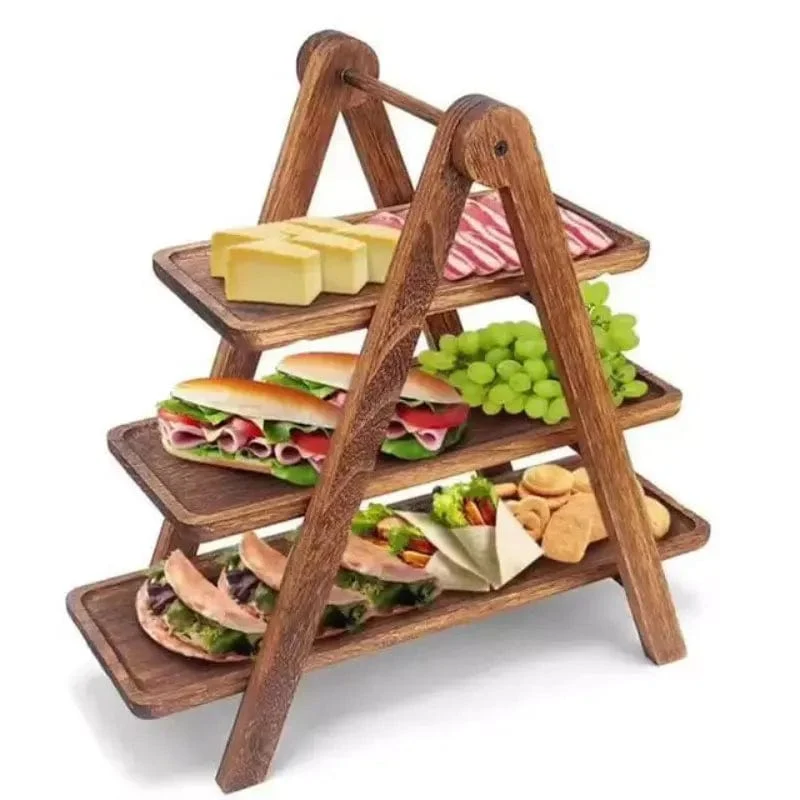 Plateau Apéritif 3 Niveaux en Bois – Présentoir Fromage et Charcuterie