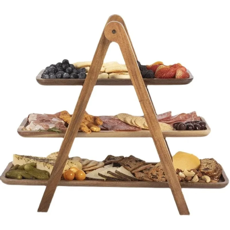 Plateau Apéritif 3 Niveaux en Bois – Présentoir Fromage et Charcuterie