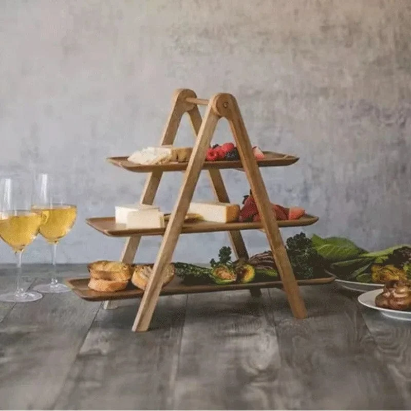 Plateau Apéritif 3 Niveaux en Bois – Présentoir Fromage et Charcuterie