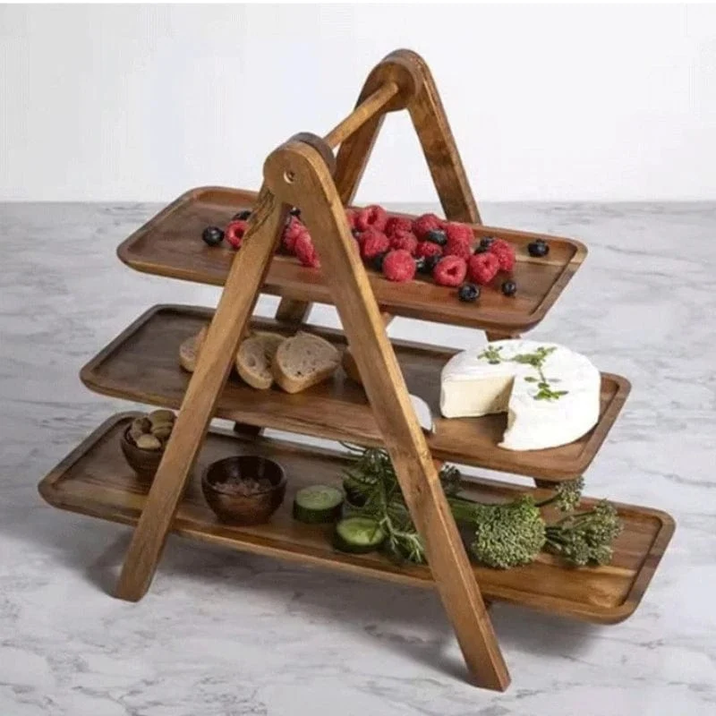 Plateau Apéritif 3 Niveaux en Bois – Présentoir Fromage et Charcuterie