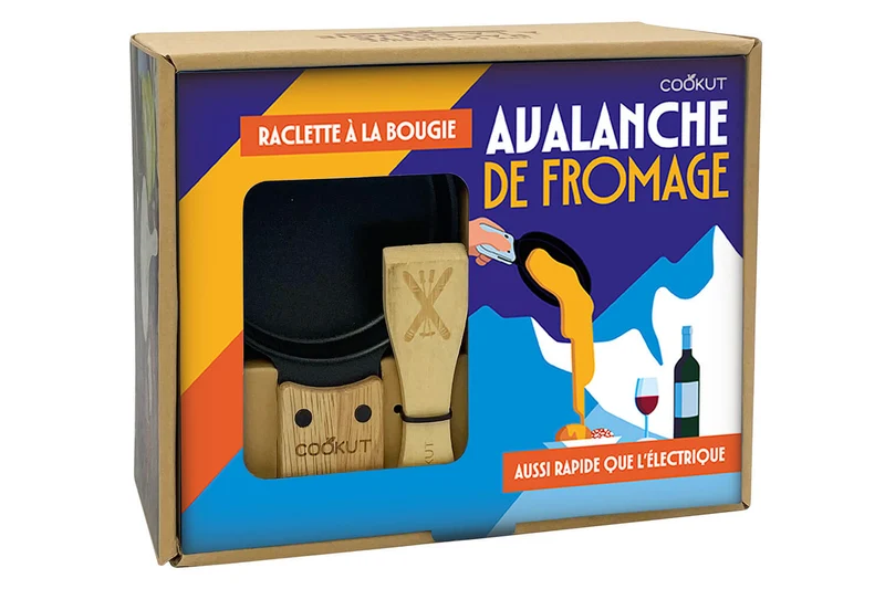 Service à raclette à la bougie Cookut Lumi pour 2 motif montagne noir - Avalanche de fromage