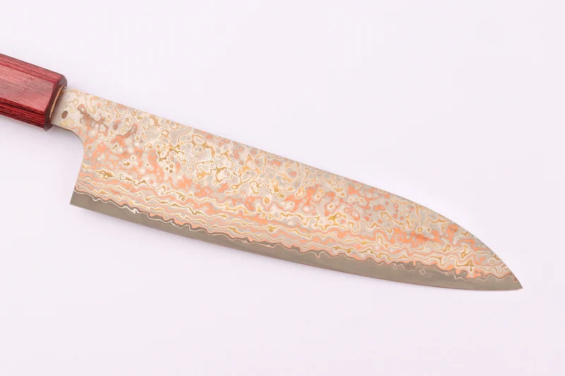 Couteau de chef 18cm japonais artisanal Takeshi Saji VG10 Rainbow Nashiji