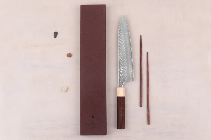 Couteau de chef 21cm japonais artisanal Yoshimi Kato SPG Strix V-Tsuchime