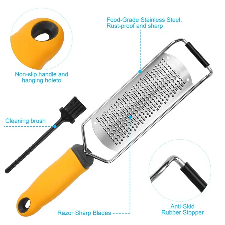 Zesteur en Acier Inoxydable pour Agrumes et Fromage | Avec Brosse