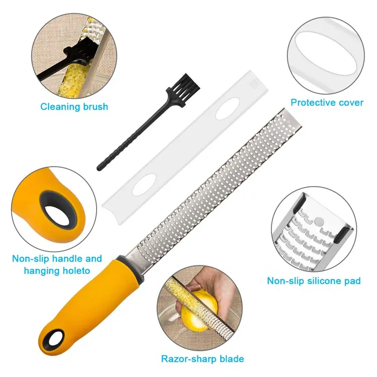 Zesteur en Acier Inoxydable pour Agrumes et Fromage | Avec Brosse