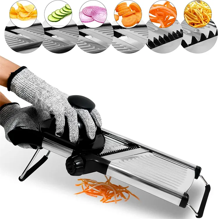 Mandoline Réglable en Acier Inoxydable | Tranche Légumes 6 Lames