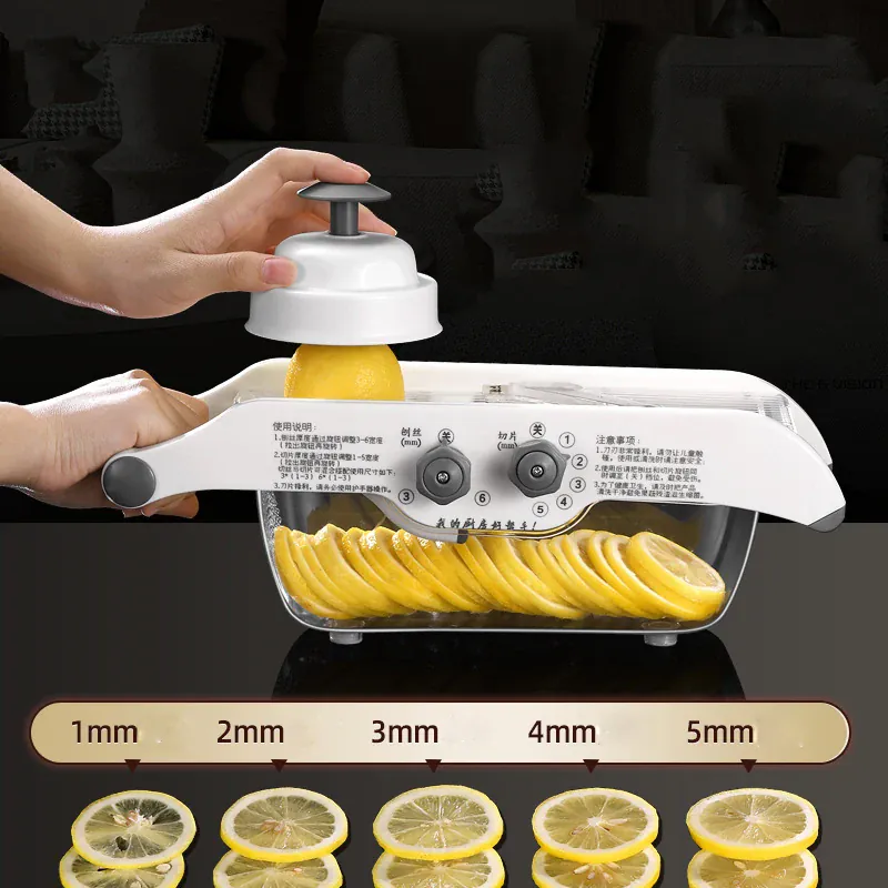 Mandoline Réglable Multifonctionnelle avec Panier - Coupe Légumes et Fruits