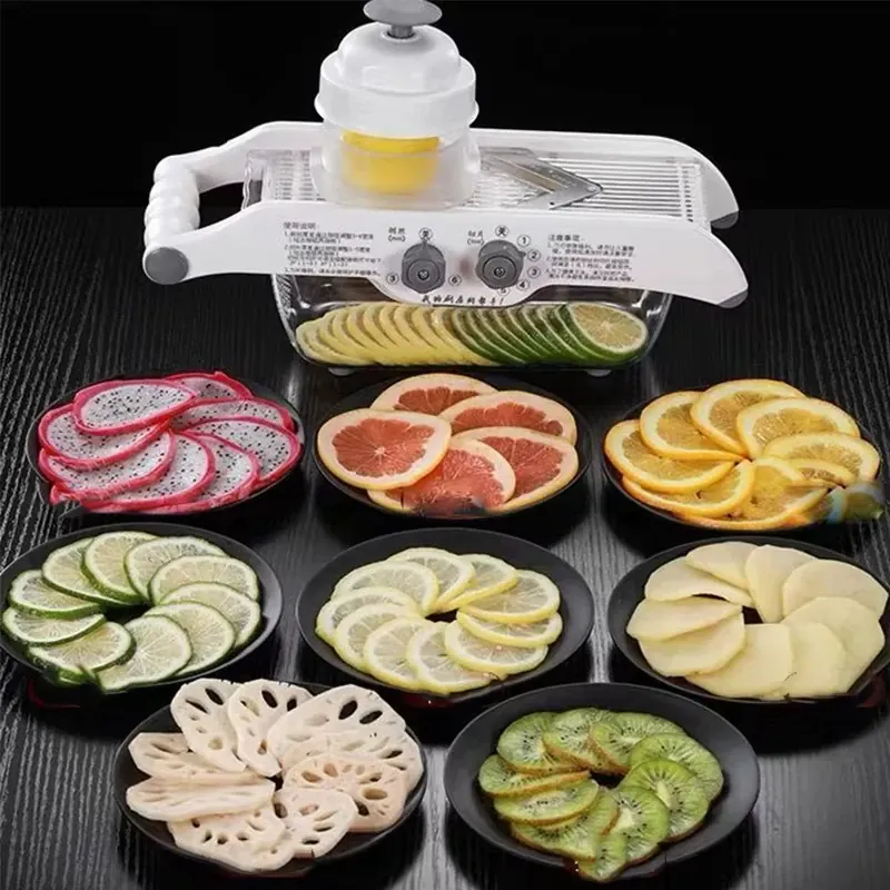 Mandoline Réglable Multifonctionnelle avec Panier - Coupe Légumes et Fruits