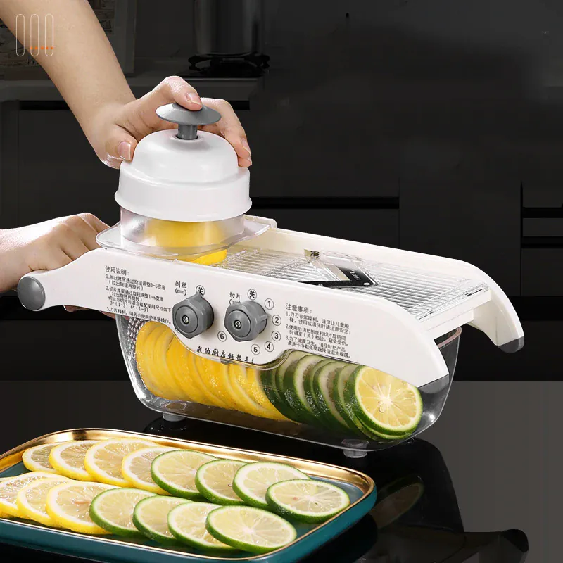 Mandoline Réglable Multifonctionnelle avec Panier - Coupe Légumes et Fruits