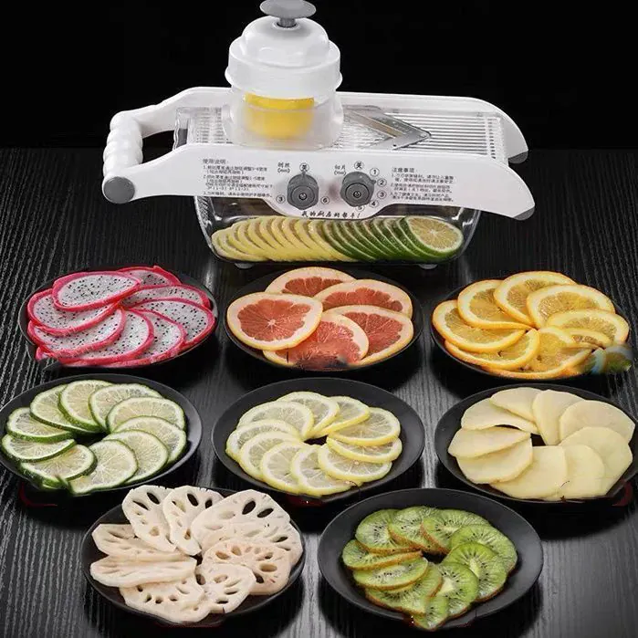 Mandoline Réglable Multifonctionnelle avec Panier - Coupe Légumes et Fruits