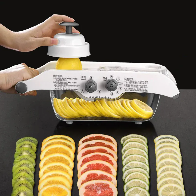 Mandoline Réglable Multifonctionnelle avec Panier - Coupe Légumes et Fruits