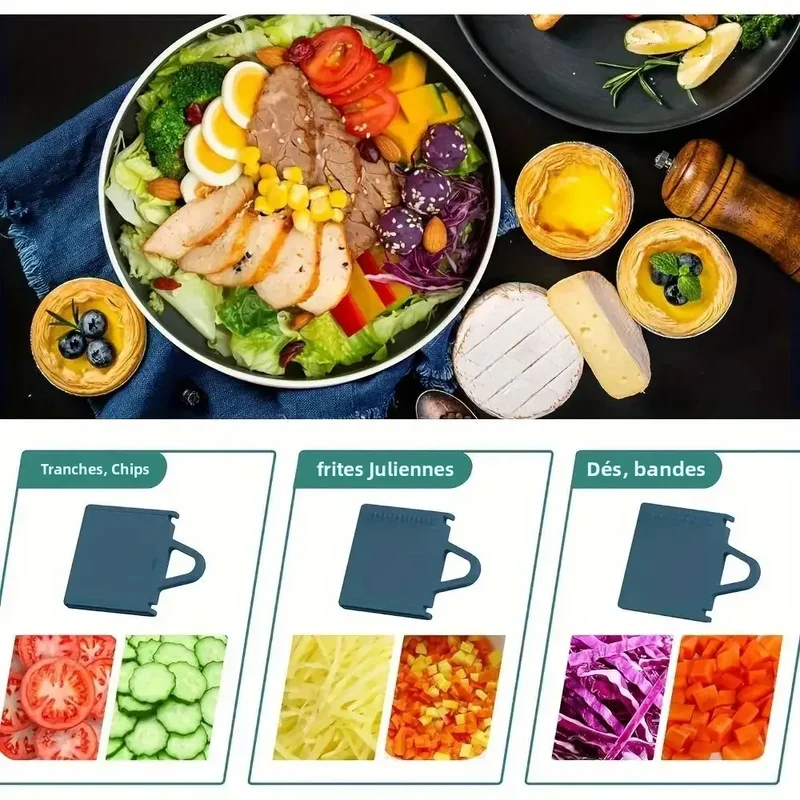 Mandoline Alimentaire Multifoncionnelle — 4 Lames Interchangeables 2, 3.5, 4, 7 mm