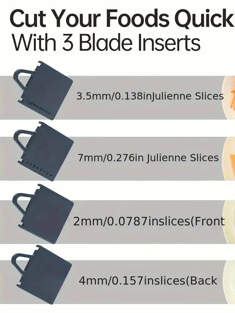 Mandoline Alimentaire Multifoncionnelle — 4 Lames Interchangeables 2, 3.5, 4, 7 mm