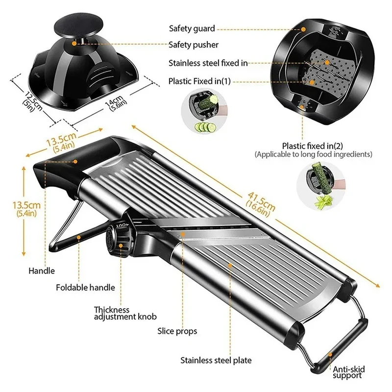 Mandoline Professionnelle Acier Inoxydable 304 — Lames Multiples et Réglables